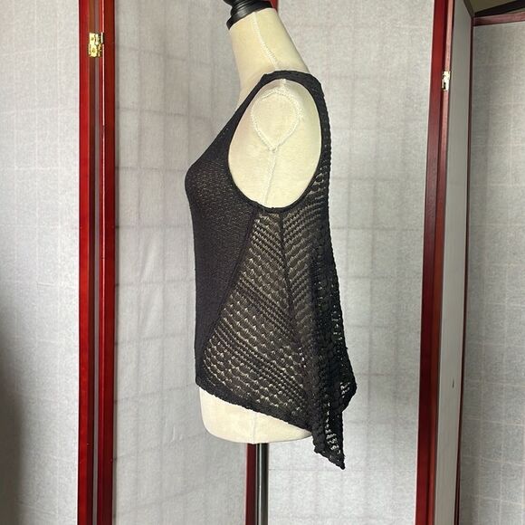 Anthropologie Staring at Stars Sheer Black Knit Hi/Low Tank Top (Size: XS) - Picture 7 of 11
